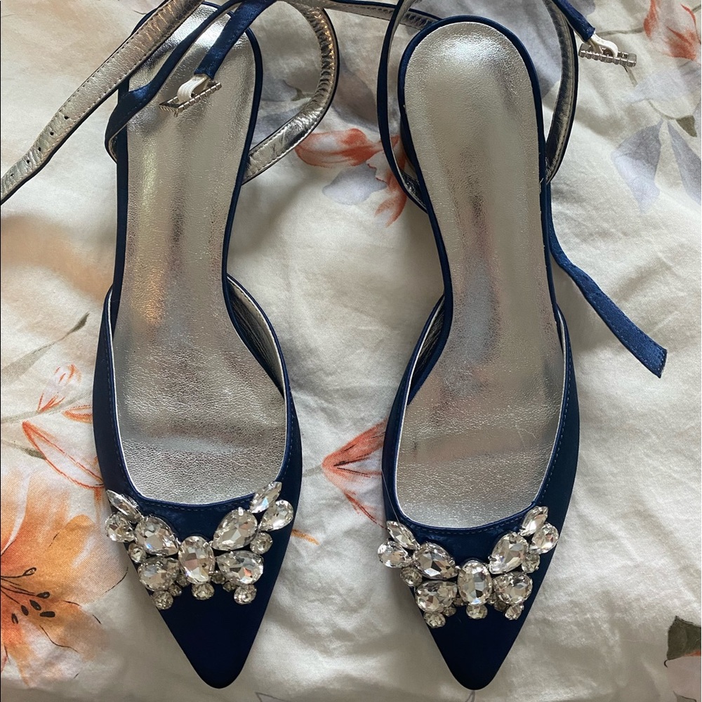 Navy blue mother of the bride wedding shoes